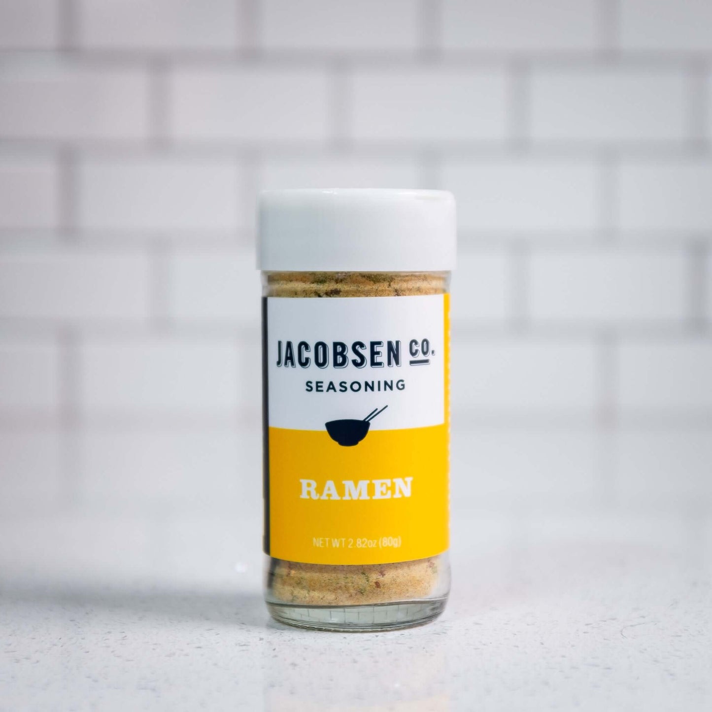 Ramen popcorn seasoning jar, front