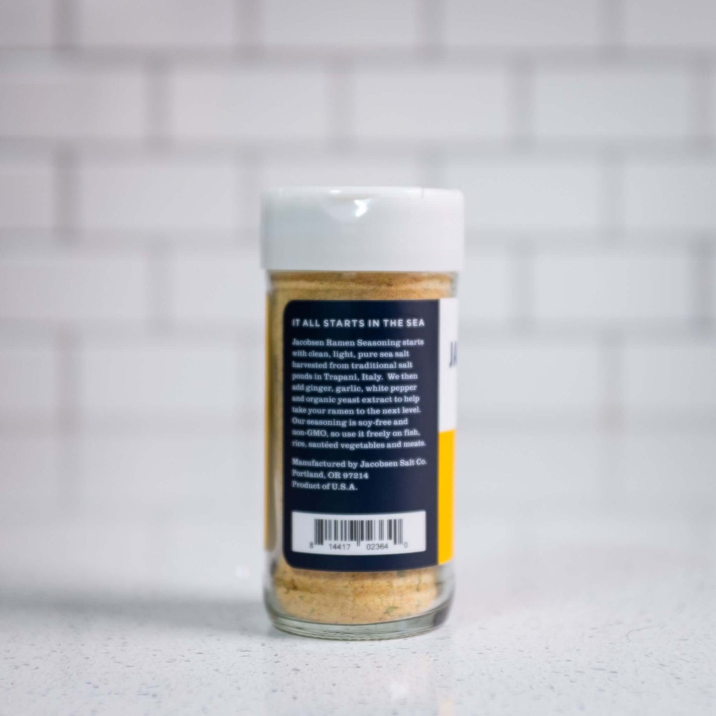 Ramen popcorn seasoning jar, side