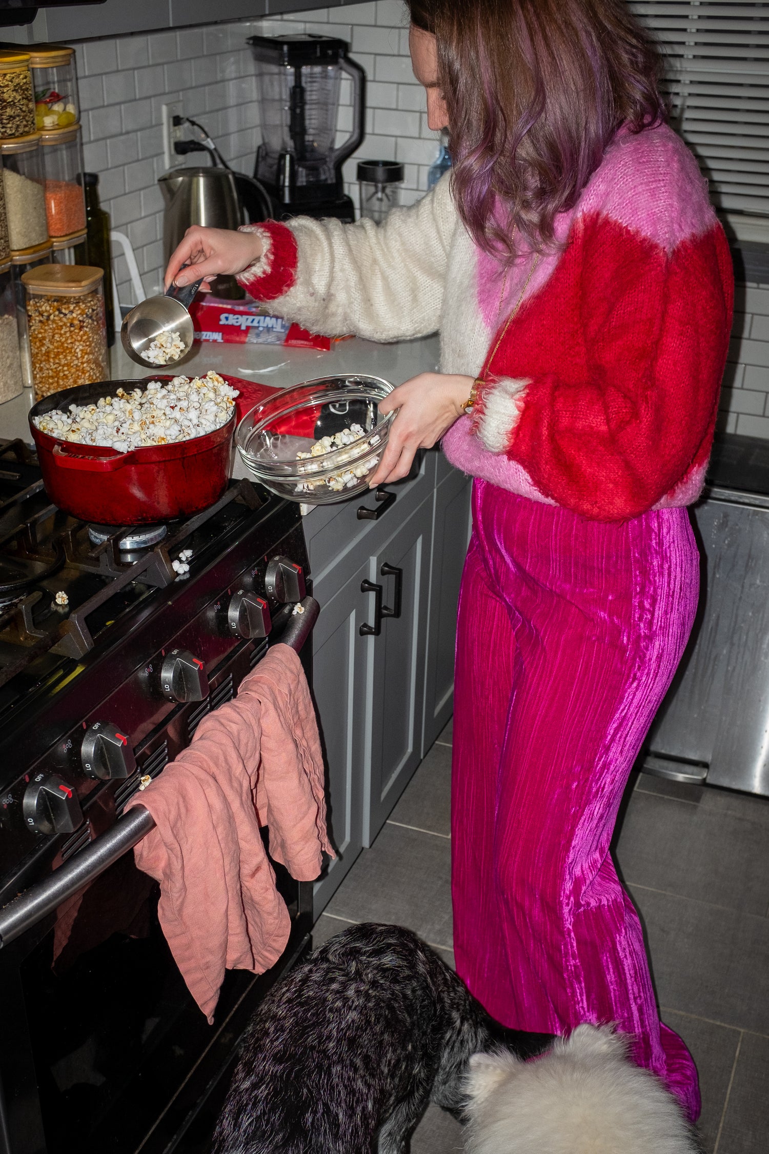 Rianna, Dusted Founder, serves stovetop popcorn